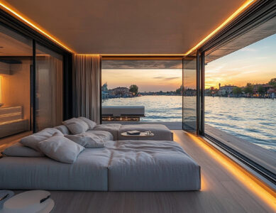 Stunning floating home surrounded by serene waters